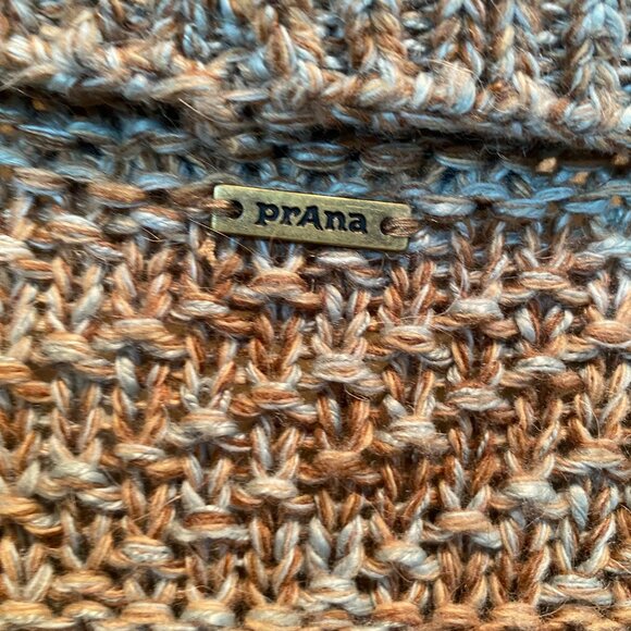 Women's Prana Sukie Chunky Knit Sweater Duster Cardigan Size tan/blue M Wool - Picture 7 of 8